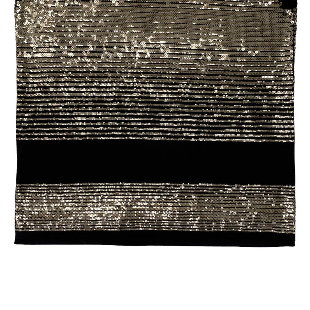 Saint Laurent Viscose/Polyester Sequin Striped T-shirt - Black Gold | Large - Picture 9 of 12
